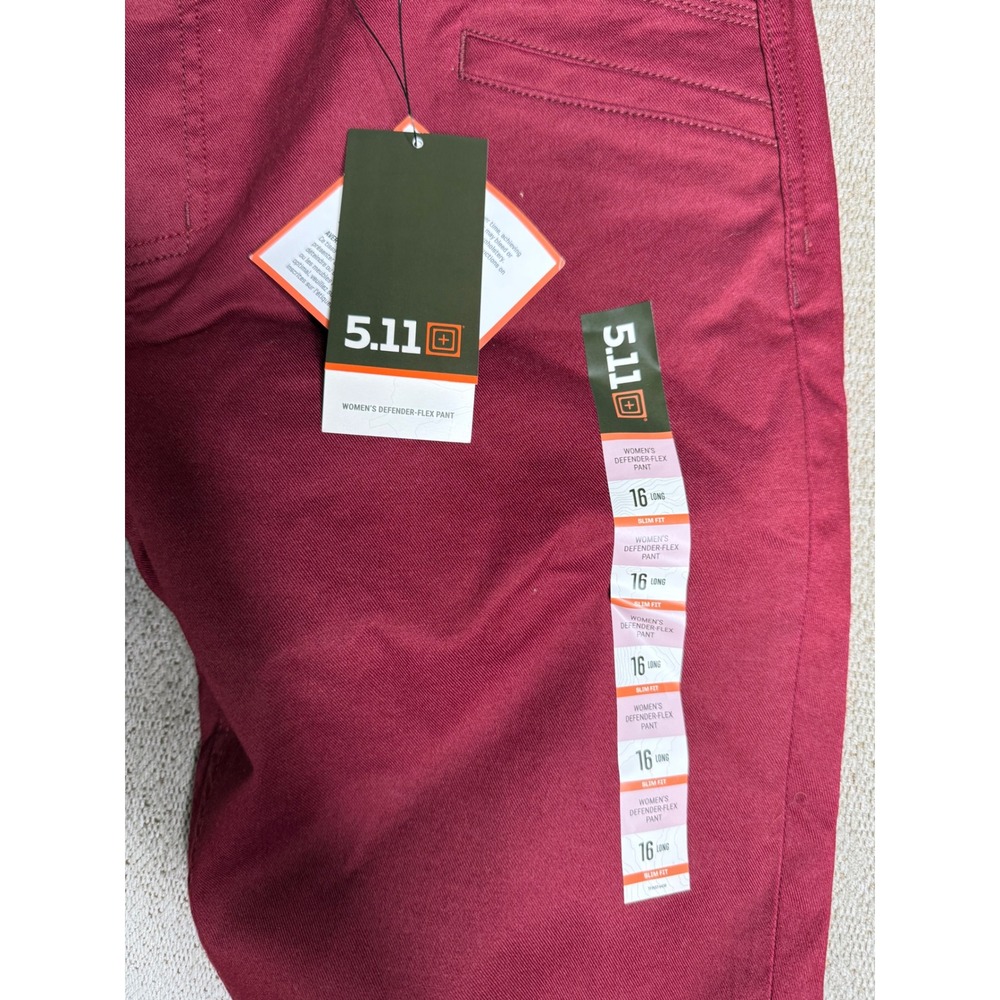 NWT 5.11‎ Tactical Defender Flex Pant Womens 16 Long Slim Burgundy Stretch - Picture 2 of 11